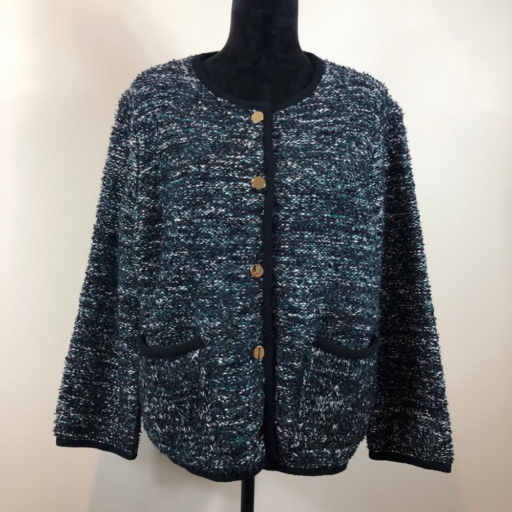 Ann Taylor Black & Green Tweed Blazer XXL NWT